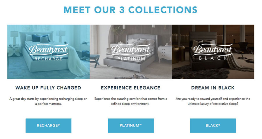 An image of a page on the Beautyrest website.