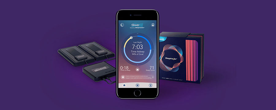 An image of a mobile phone with the Beautyrest sleep app pulled up.