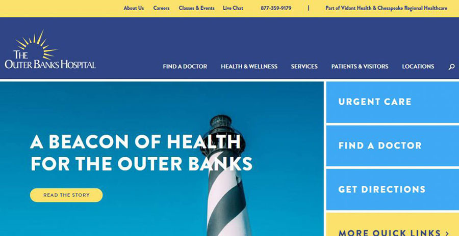 The Outer Banks Hospital's website redesign.