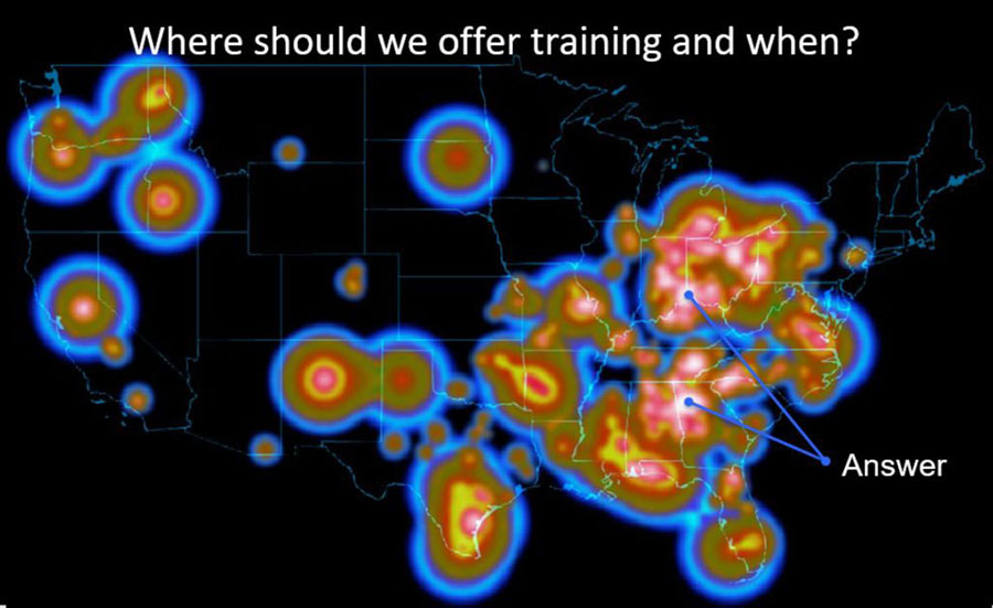 Heatmap used to answer questions.