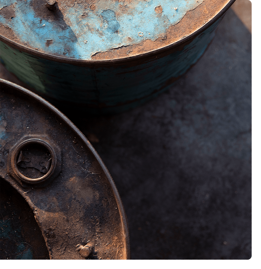 Abstract shot of rusting metal.