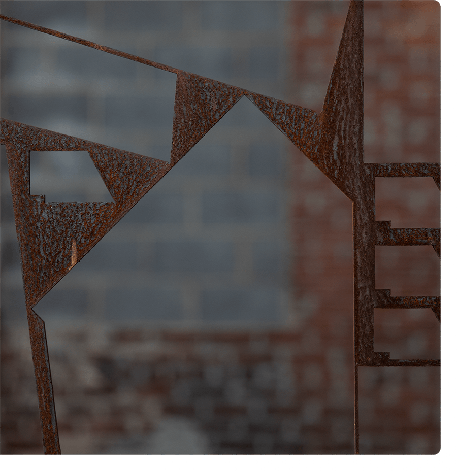 Abstract image of metal and brick.