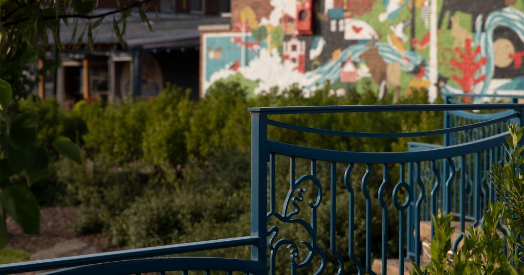 Fence blue with mural