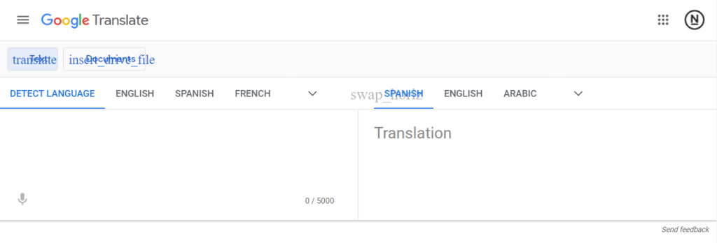 Google Translate loading
