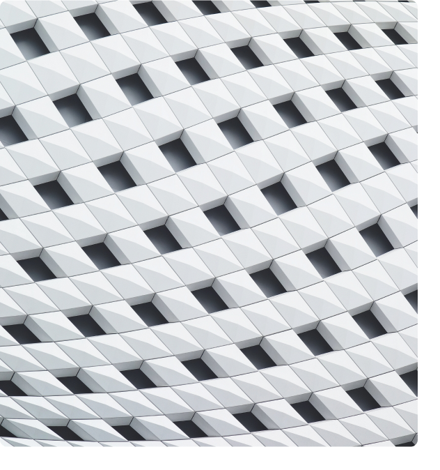 Abstract image showing a wavy grid pattern of 3D boxes and empty space. 