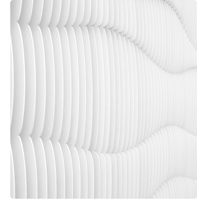 Abstract image of a white and gray structure with various 3D elements that appears to bend in certain sections. 
