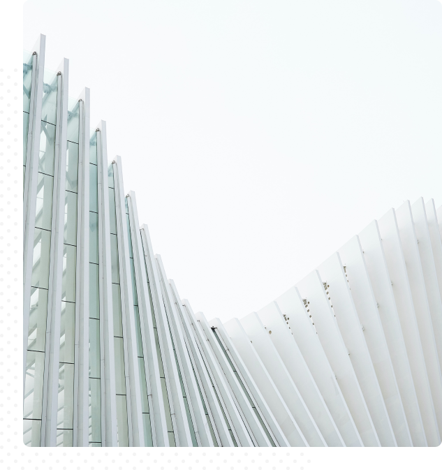 Group 148(7) Abstract image of a white and blue gray structure that appears to bend in the middle.