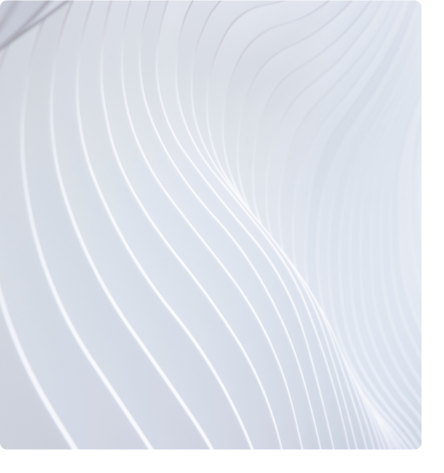 Abstract image of a white structure with various 3D elements that appears to bend in the middle. 