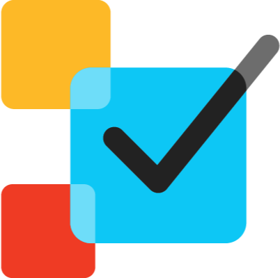Illustration with a large blue box with a black checkmark, overlapping with two smaller boxes—one yellow and one red.
