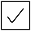 Black icon of a checkmark inside a box
