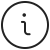 Black icon of a circle with an "i" inside