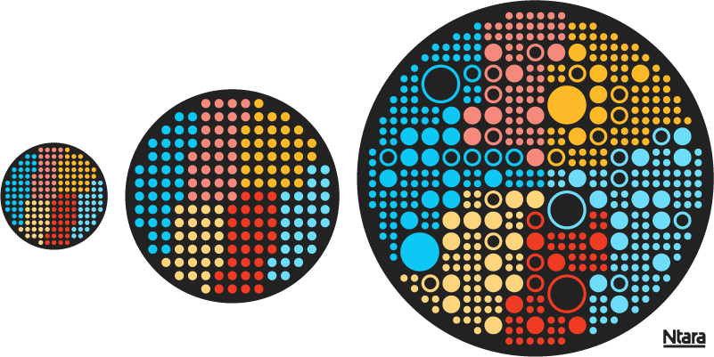 Abstract illustration showing various iterations of PIM in a horizontal row.