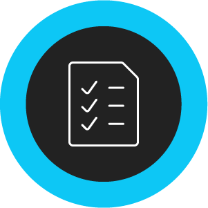 Icon of a checklist with three checkmarks inside a blue circle.