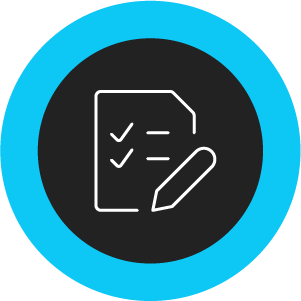 Icon of a check list with a pencil