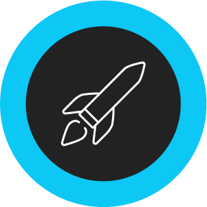 Icon of a rocket launch