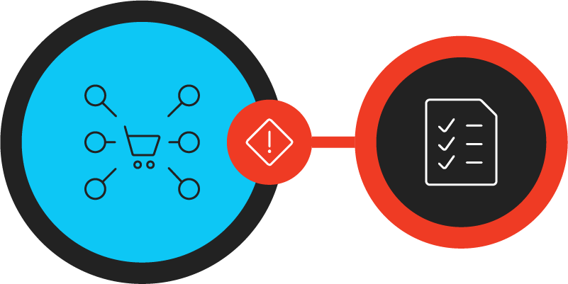 Icon representing channel teams connected to an icon representing governance